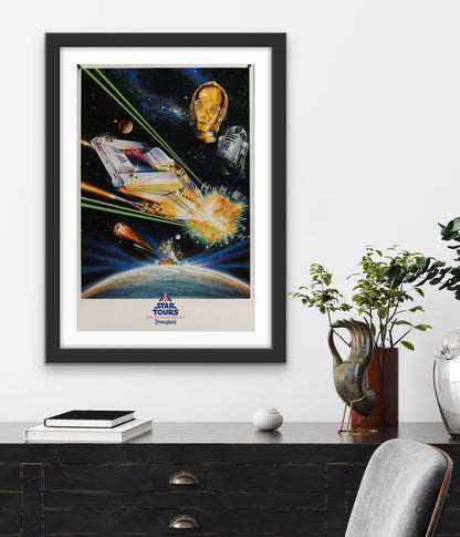 An original poster for the Disneyland attraction / ride Star Tours based on Star Wars