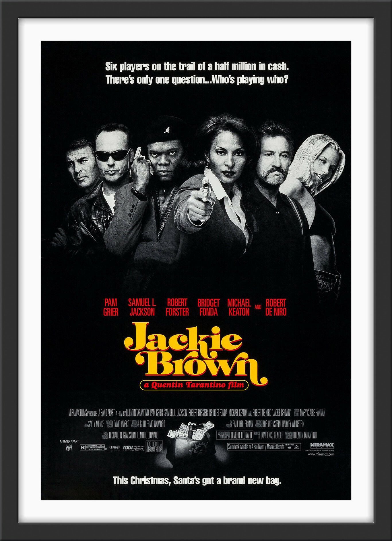 An original movie poster for the Tarantino film Jackie Brown
