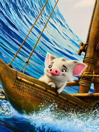 An original movie poster for the Disney film Moana