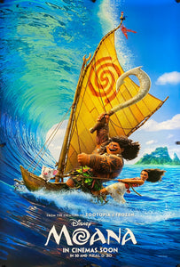 An original movie poster for the Disney film Moana
