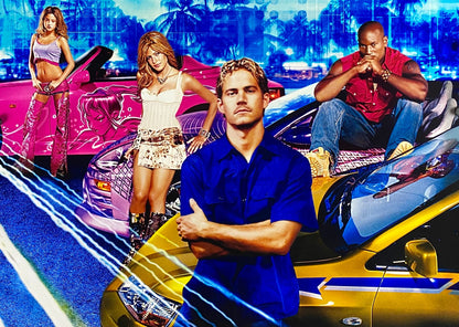 An original movie poster for the film 2 Fast 2 Furious