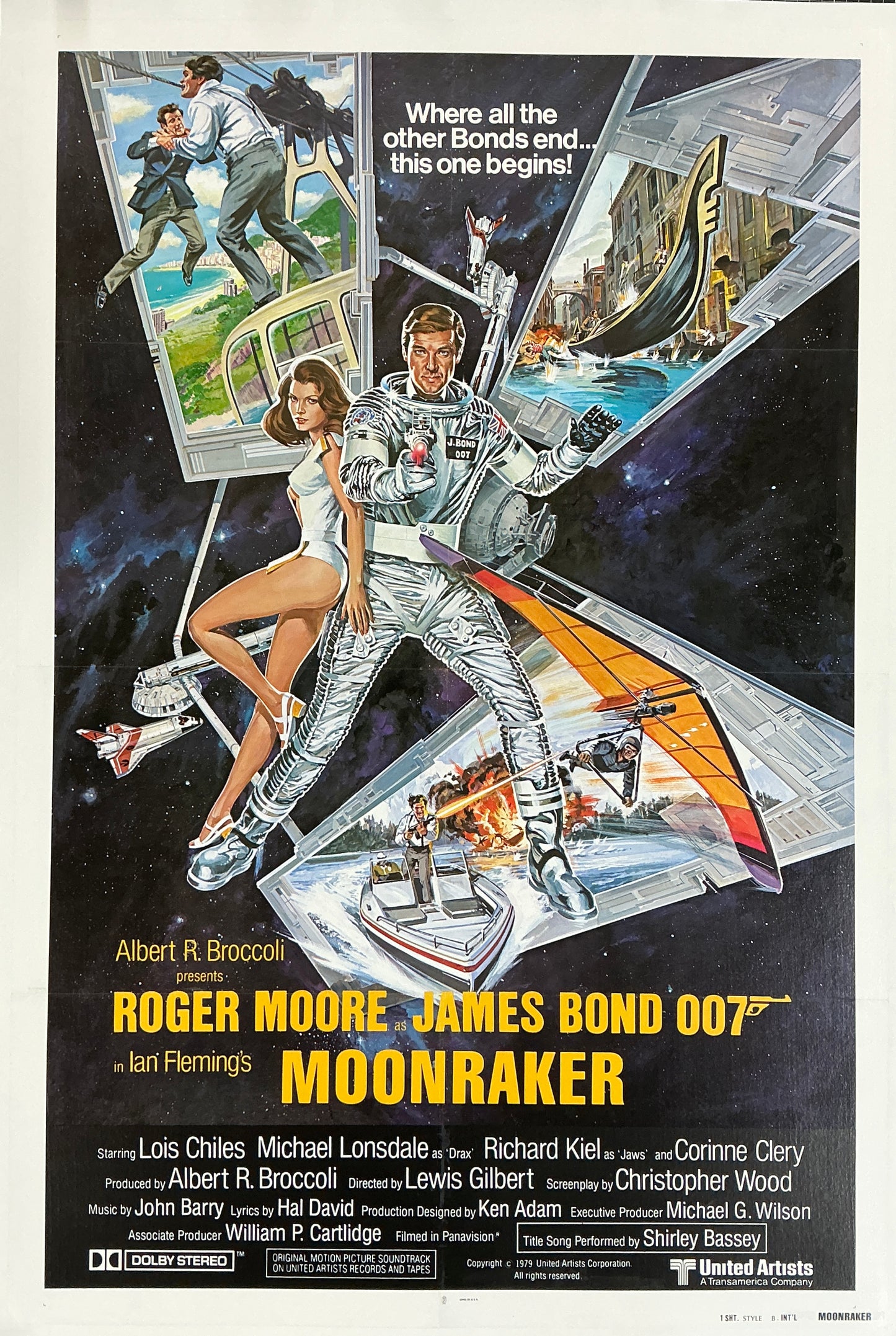 An original movie poster for the James Bond film Moonraker