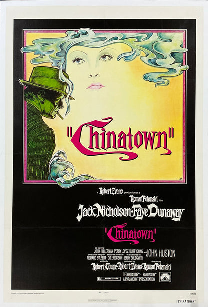 An original movie poster for the Roman Polanski film Chinatown with artwork by Jim Pearsall