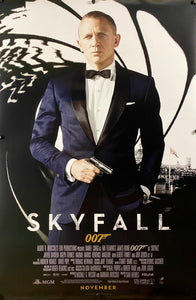An original movie poster for the James Bond film Skyfall