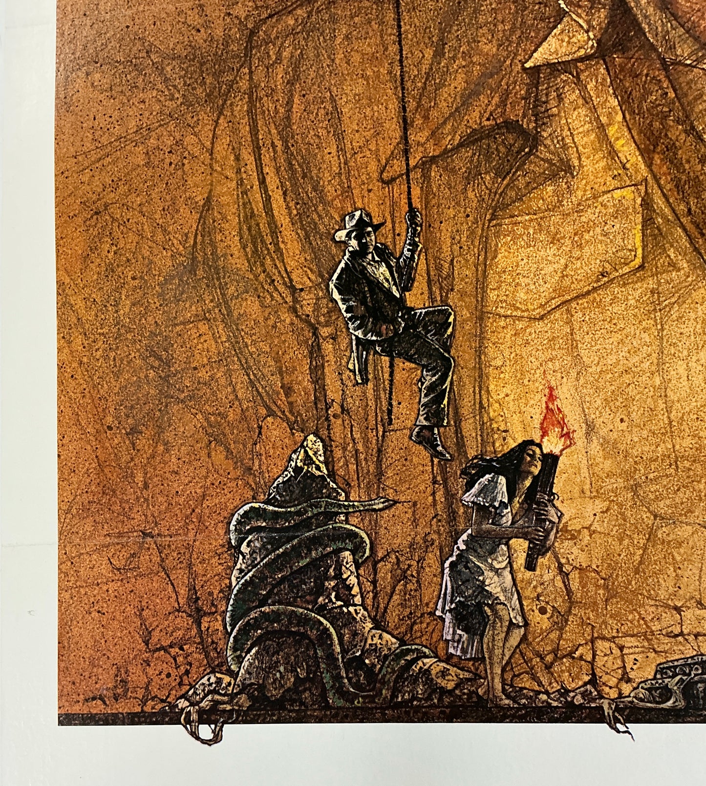 An original movie poster for the Indiana Jones film Raiders of the Lost Ark