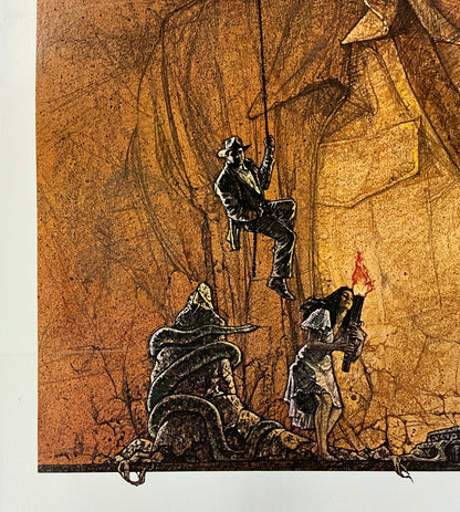 An original movie poster for the Indiana Jones film Raiders of the Lost Ark