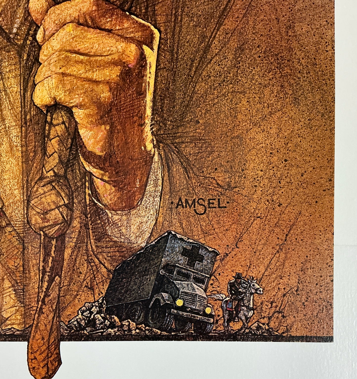 An original movie poster for the Indiana Jones film Raiders of the Lost Ark