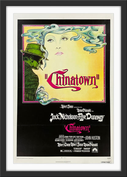 An original movie poster for the Roman Polanski film Chinatown with artwork by Jim Pearsall