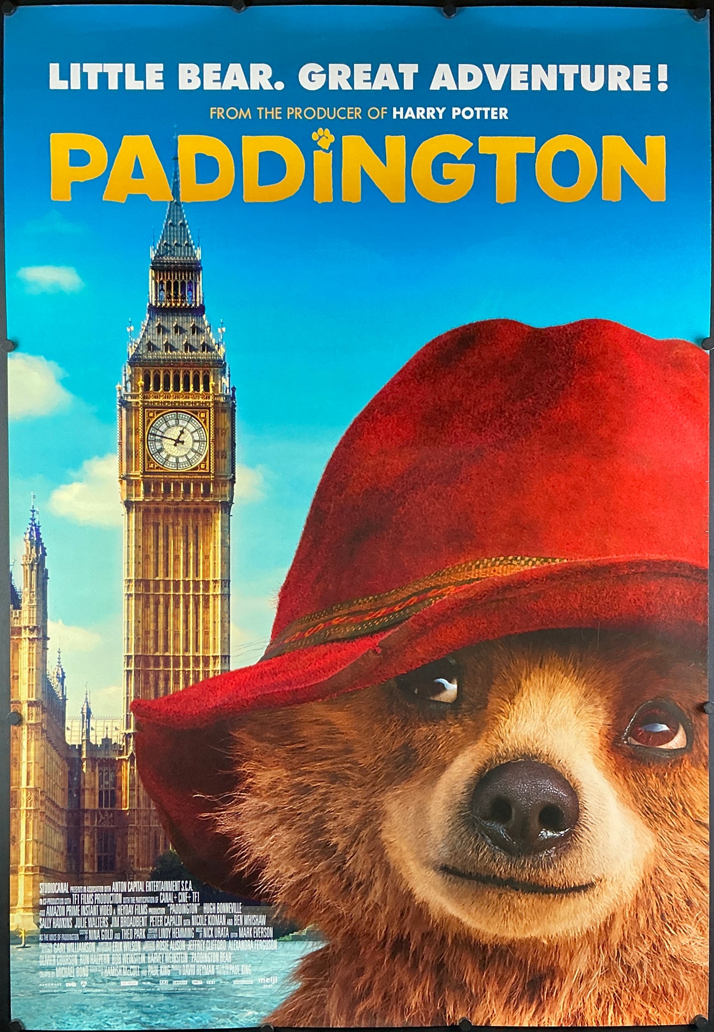 An original movie poster for the film Paddington