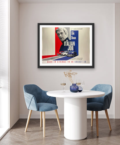 An original U.K. quad 30x40 movie poster for the 2024 55th Anniversary film of the Michael Caine film The Italian Job