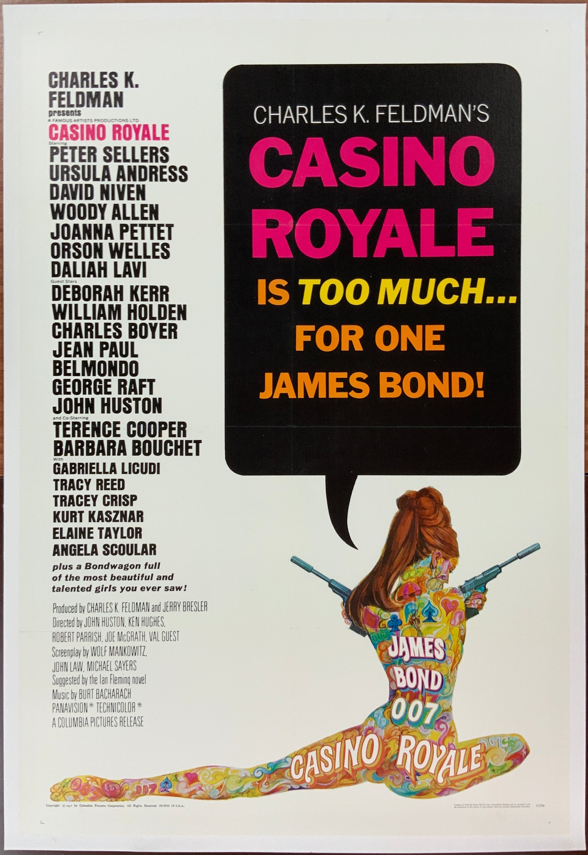 An original movie poster for the 1967 James Bond film Casino Royale