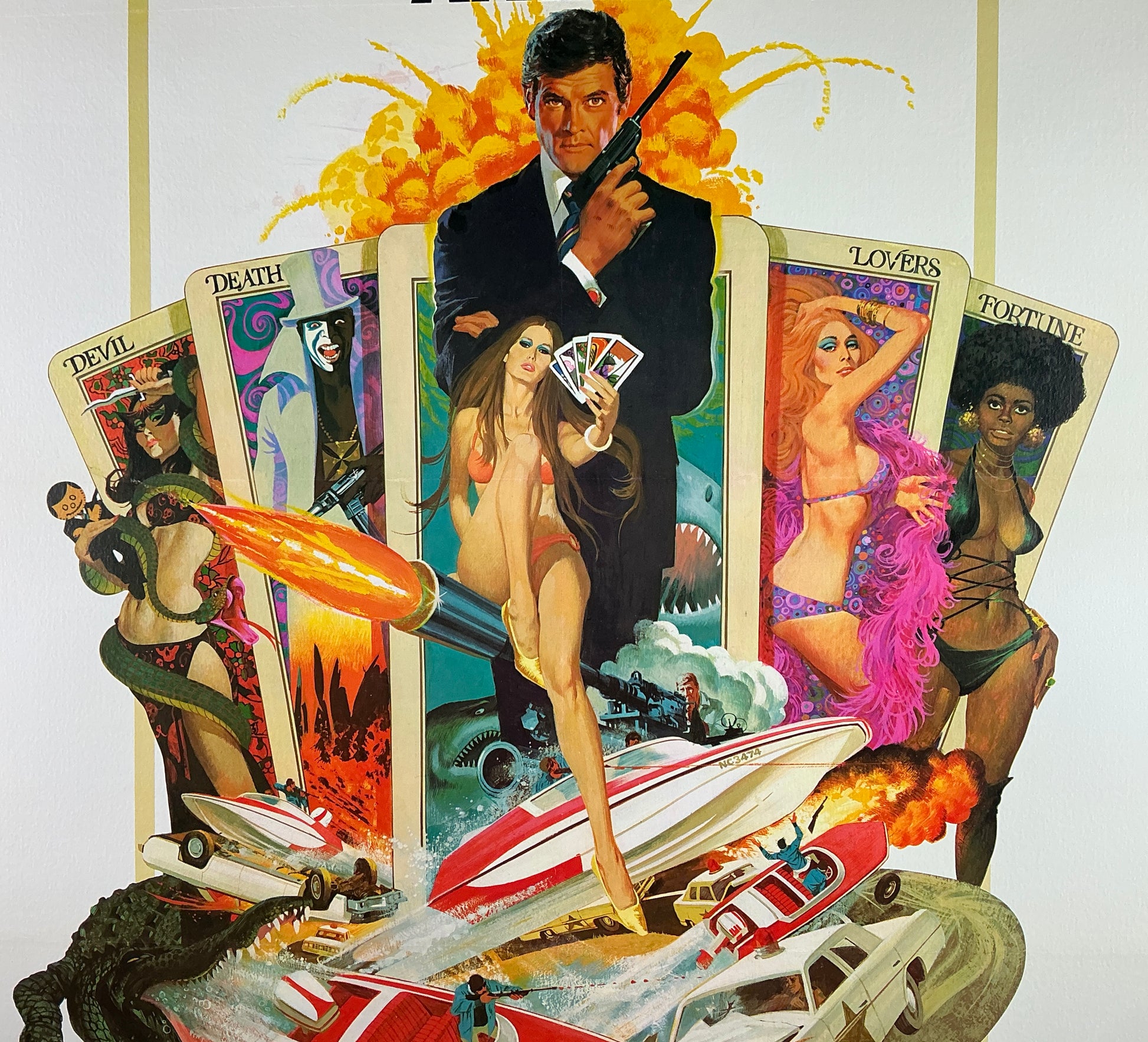 An original movie poster with art by Robert McGinnis for the James Bond film Live and Let Die