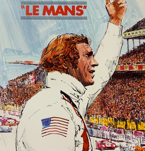An original movie poster for the Steve McQueen film Le Mans