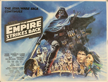 Load image into Gallery viewer, An original UK quad movie poster for the Star Wars film The Empire Strikes Back with artwork by Tom Jung