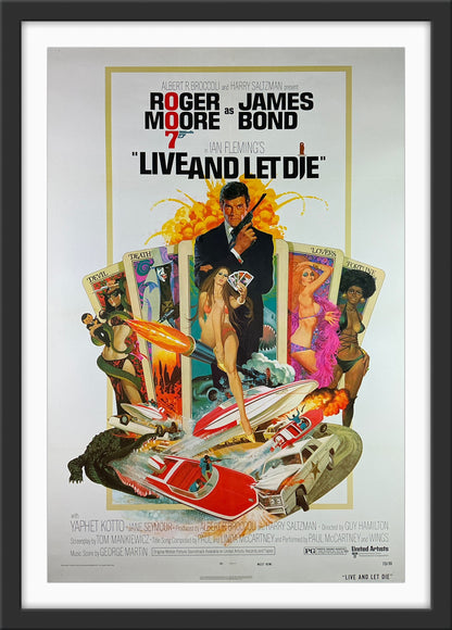 An original movie poster with art by Robert McGinnis for the James Bond film Live and Let Die