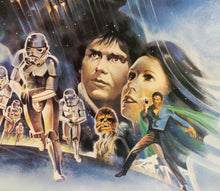 Load image into Gallery viewer, An original UK quad movie poster for the Star Wars film The Empire Strikes Back with artwork by Tom Jung