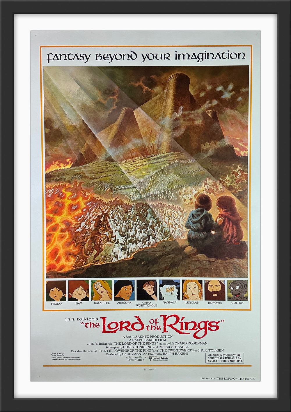An original movie poster for the 1978 Ralph Bakshi film The Lord of the Rings