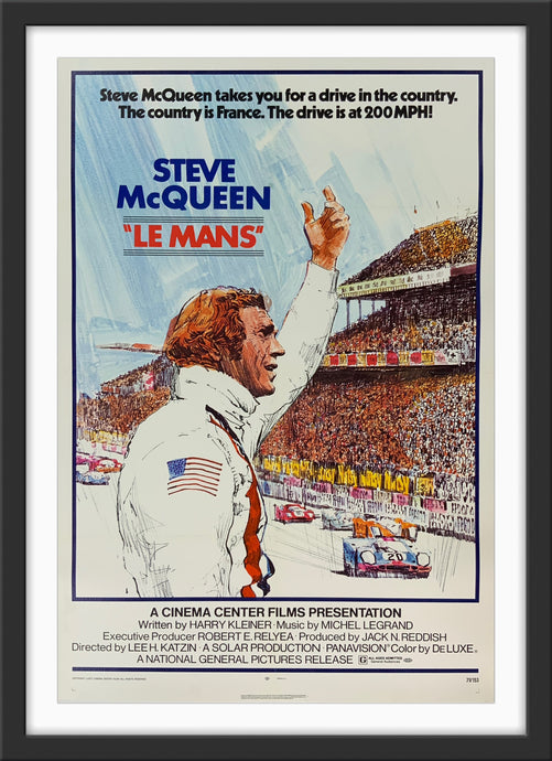 An original movie poster for the Steve McQueen film Le Mans