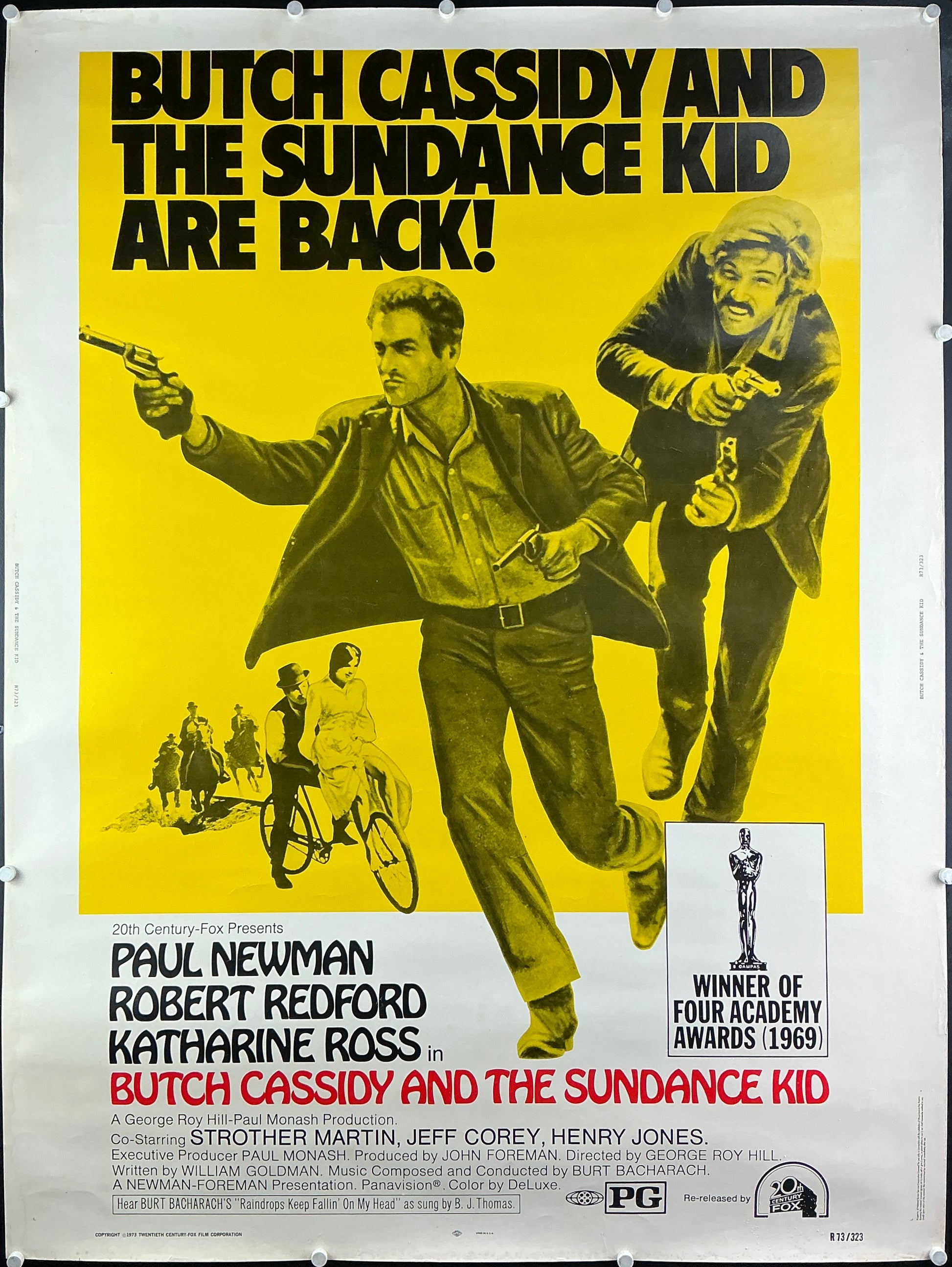 An original movie poster from the film the Butch Cassidy and the Sundance Kid.