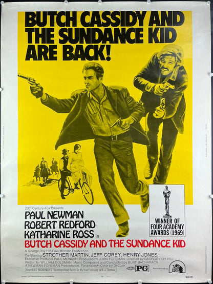 An original movie poster from the film the Butch Cassidy and the Sundance Kid.