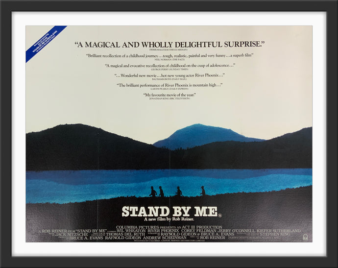 An original U.K. quad movie poster for the Rob Reiner film Stand By Me