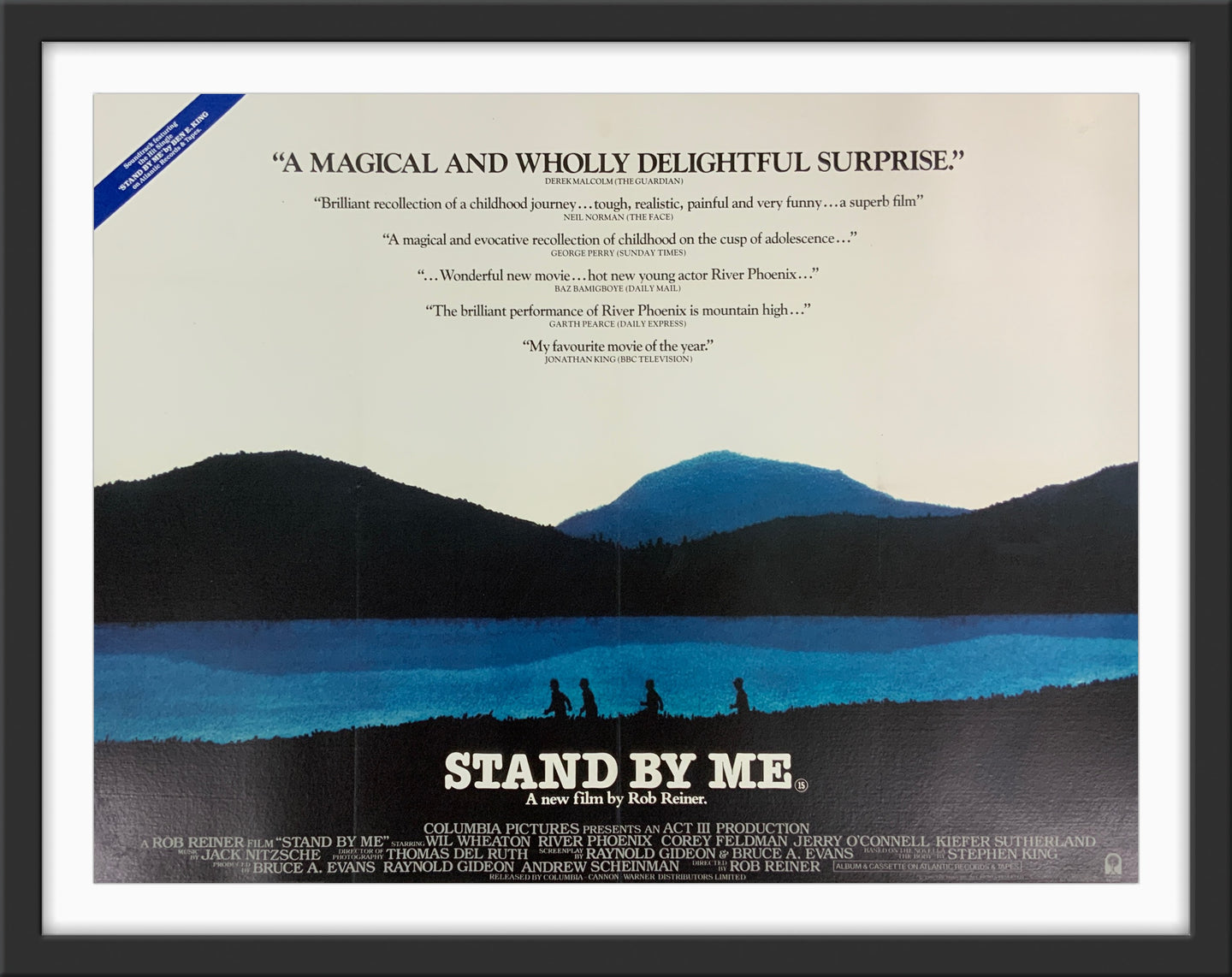 An original U.K. quad movie poster for the Rob Reiner film Stand By Me