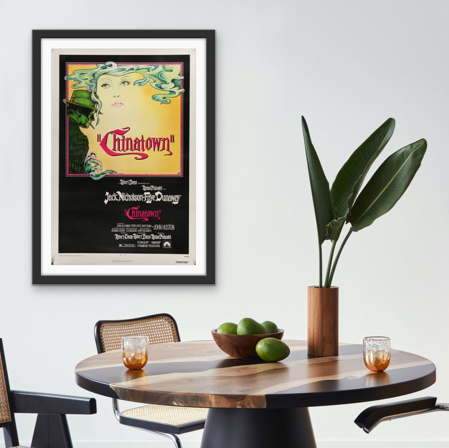 An original movie poster for the Roman Polanski film Chinatown with artwork by Jim Pearsall