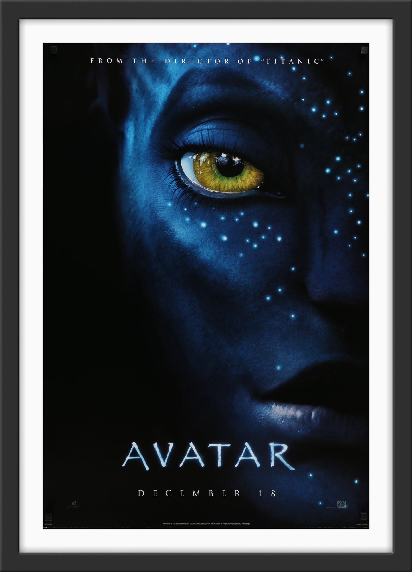 An original movie poster for the James Cameron film Avatar