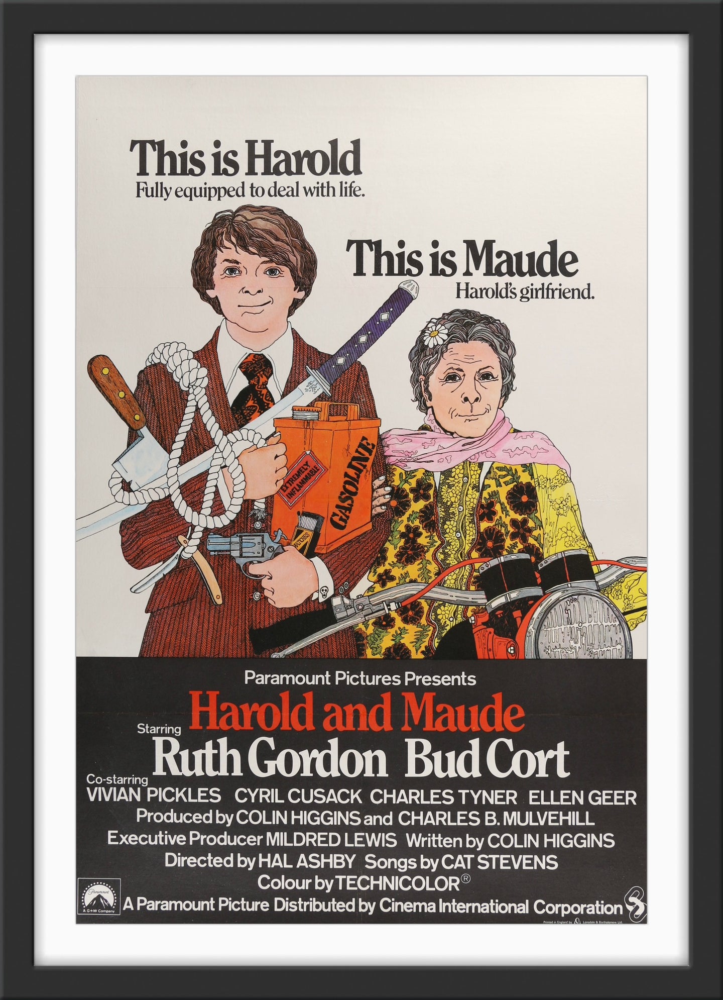 An original movie poster for the film Harold and Maude