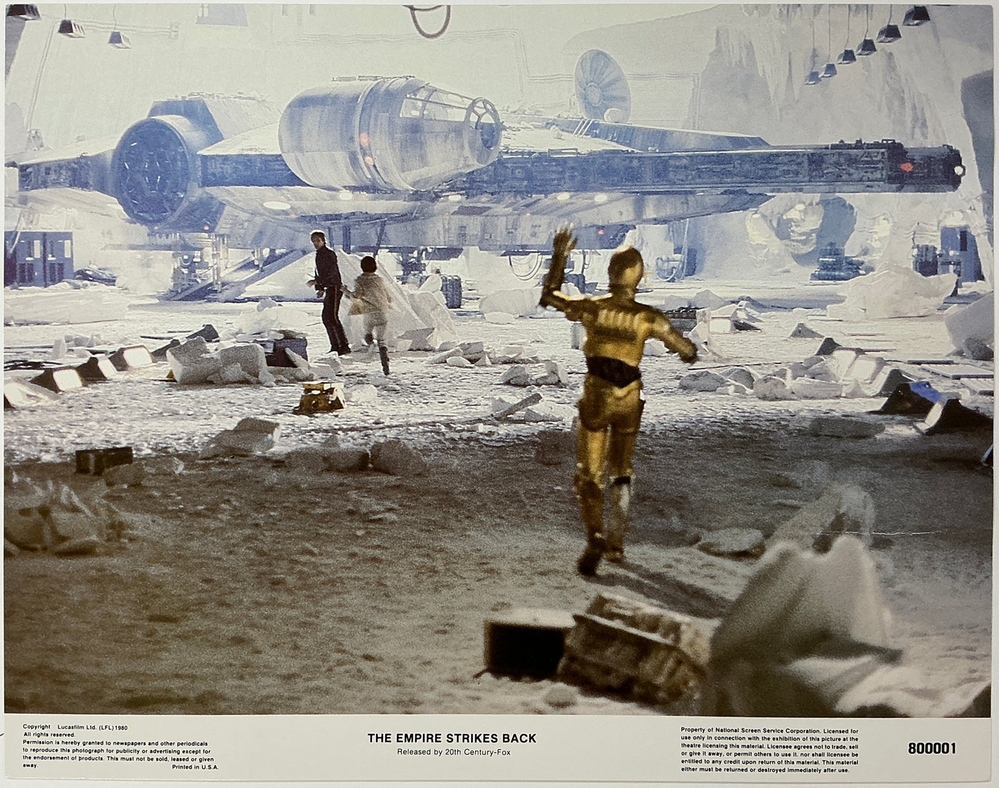 An original framed 11x14 lobby card for the Star Wars film The Empire Strikes Back