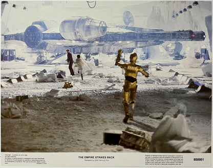 An original framed 11x14 lobby card for the Star Wars film The Empire Strikes Back