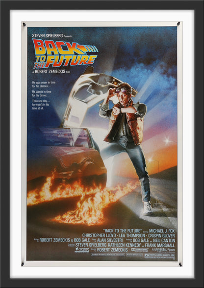 An original movie poster for the film Back To The Future