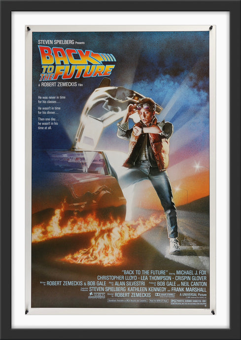 An original movie poster for the film Back To The Future