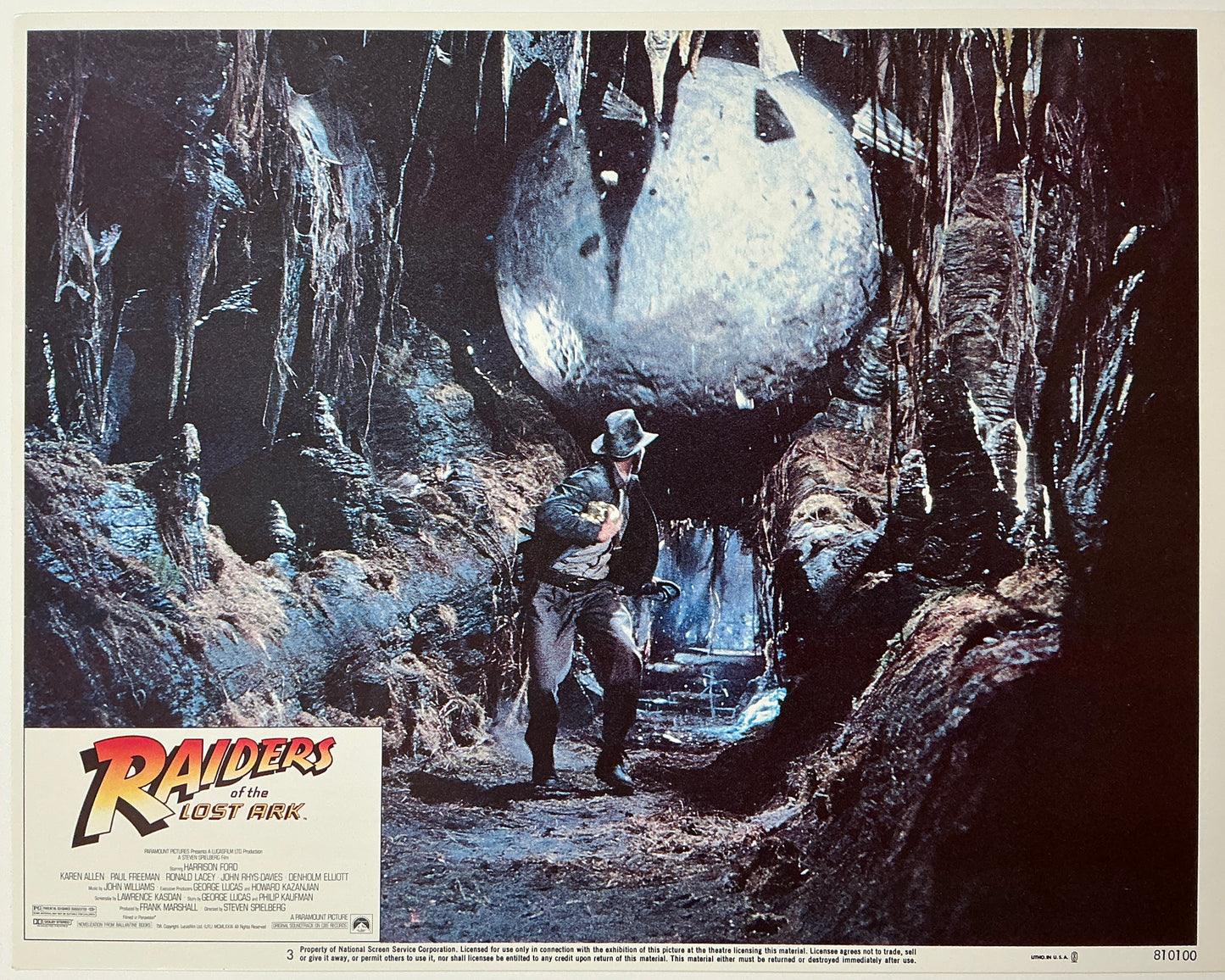 An original 11x14 lobby card for the film Raiders of the Lost Ark