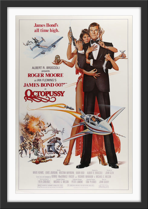 An original movie poster for the James Bond film Octopussy
