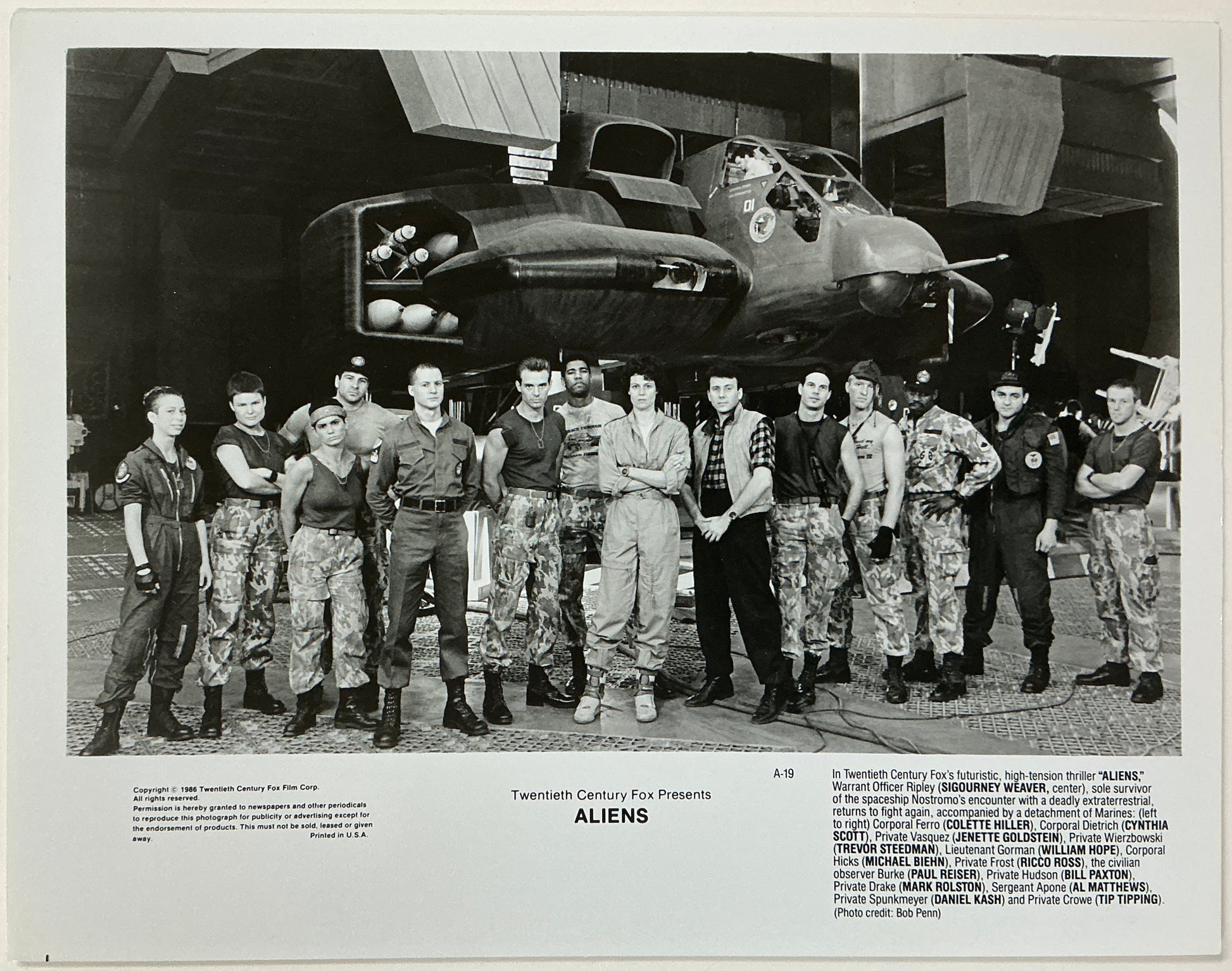 An original 8x10 movie still for the film Aliens