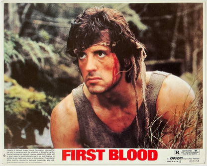 An original 8x10 lobby card for the Sylvester Stallone film First Blood