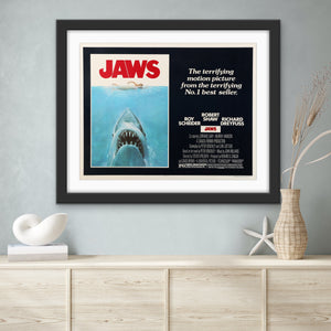 An original U.S. half sheet movie poster for the Steven Spielberg classic, Jaws