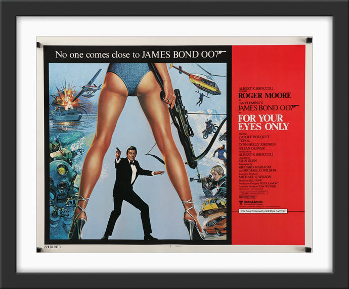 An original movie poster for the James Bond film For Your Eyes Only