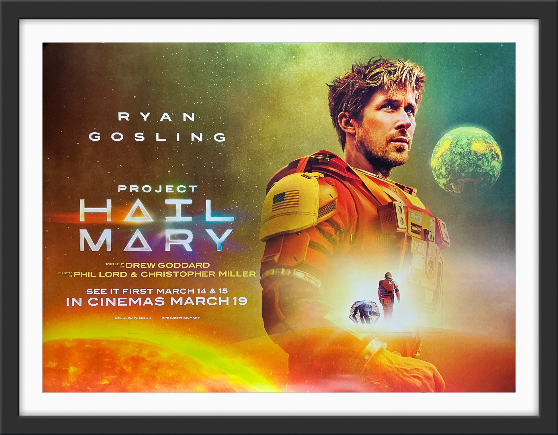 An original U.K. quad movie poster for the Ryan Gosling film Project Hail Mary