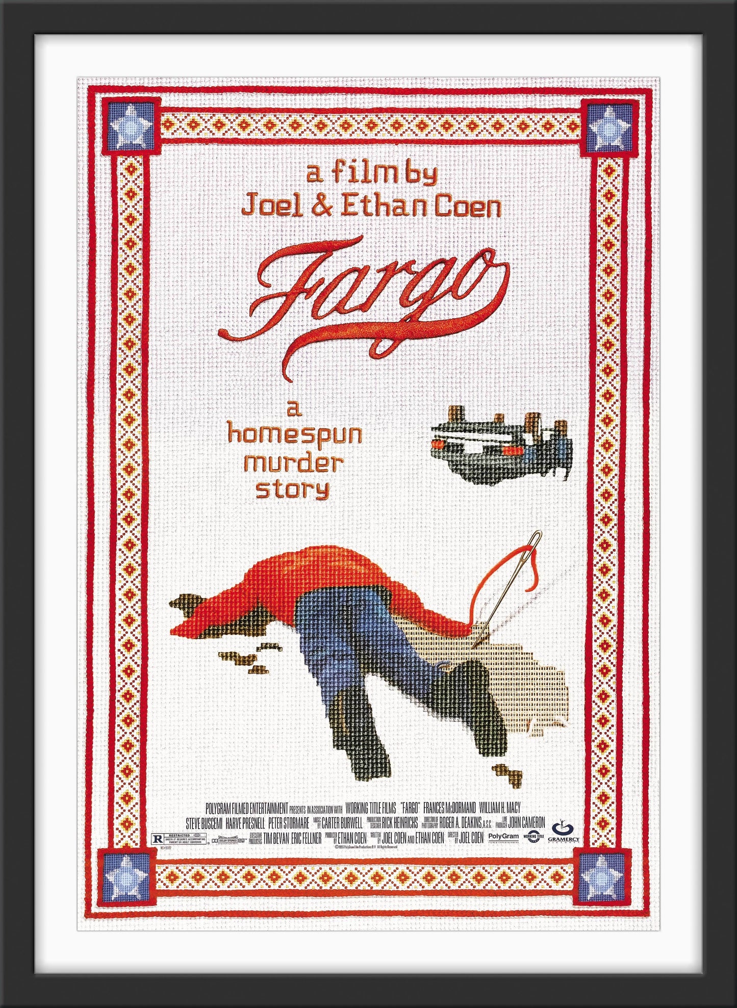 An original movie poster for the Coen Brothers' film Fargo