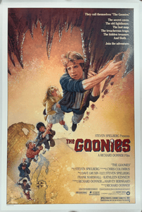 An original movie poster for the film The Goonies