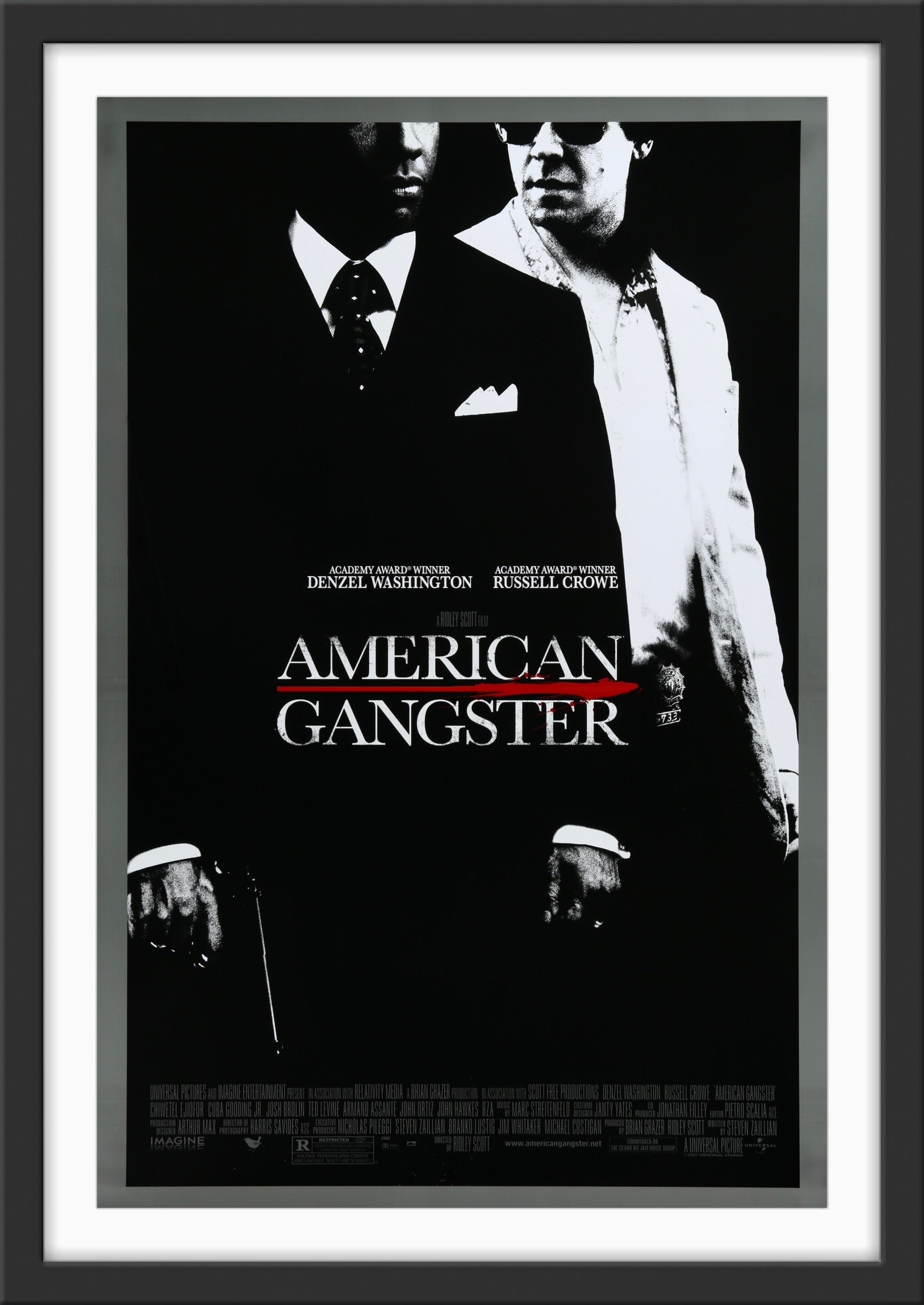 An original movie poster for the Ridley Scott film American Gangster
