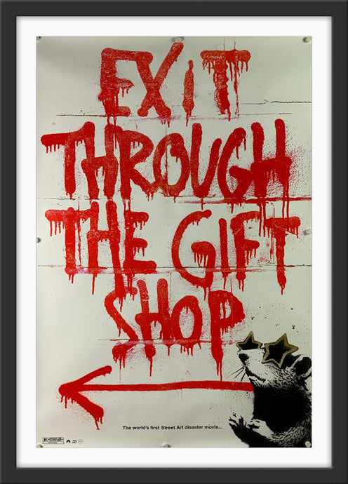 An original movie poster for the Banksy film Exit Through The Gift Shop