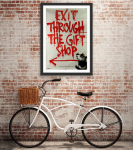 An original movie poster for the Banksy film Exit Through The Gift Shop