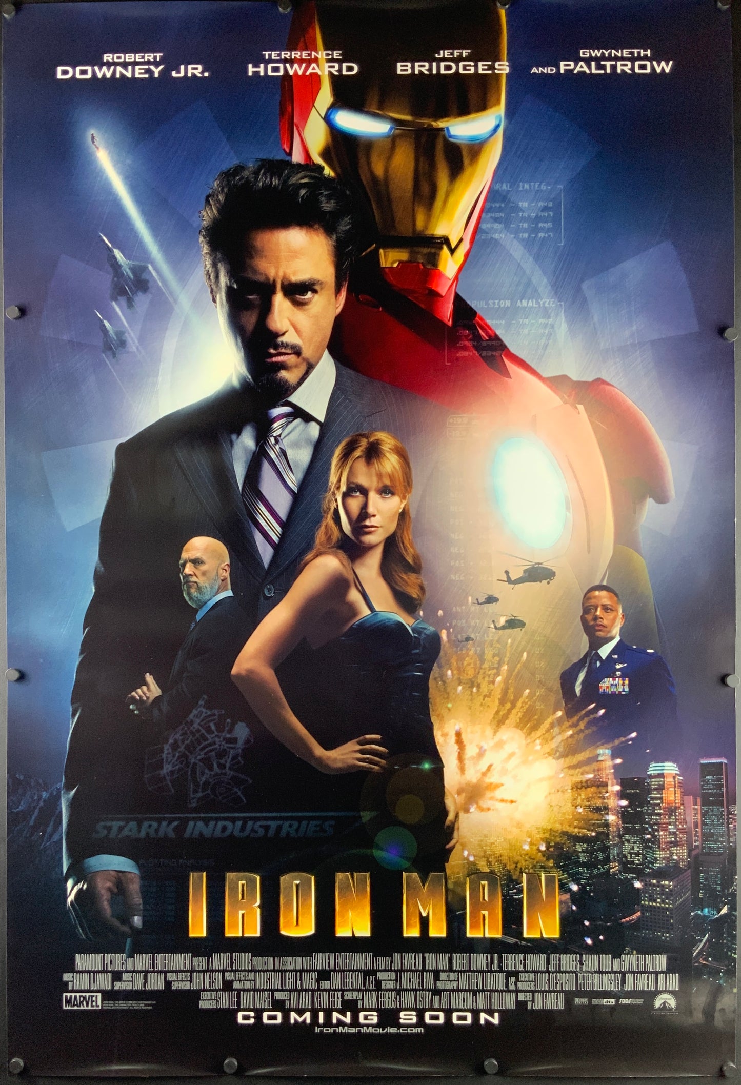 An original movie poster for the Marvel MCU film Iron Man (2008)