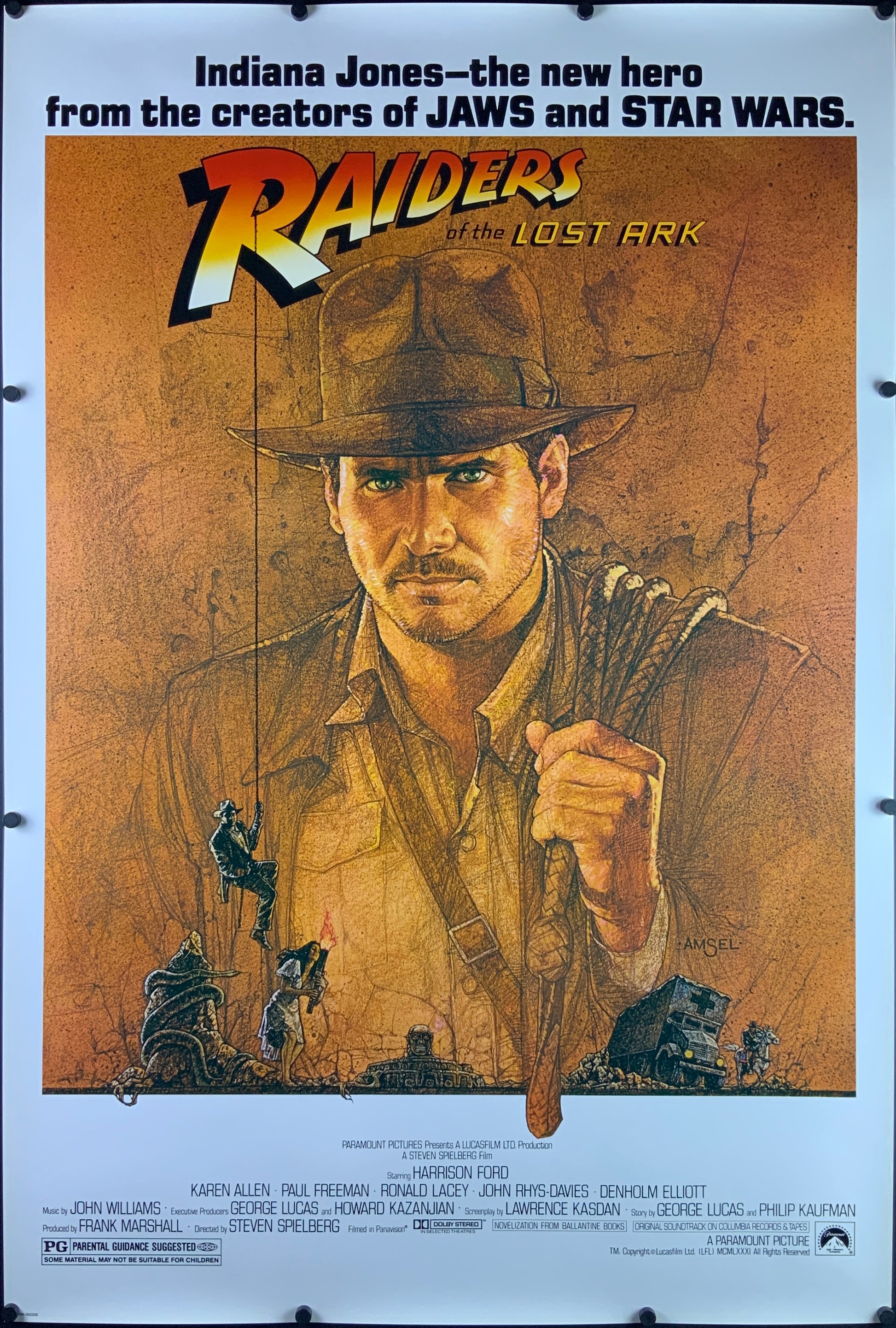 An original promotional poster from 2008 for the movie Raiders of the Lost Ark