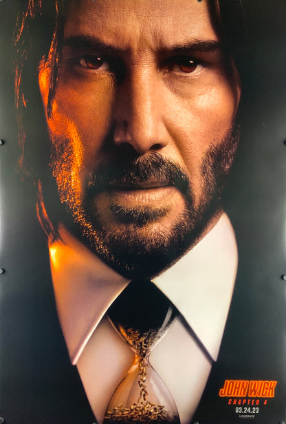 An original movie poster for the Keanu Reeves film John Wick Chapter 4