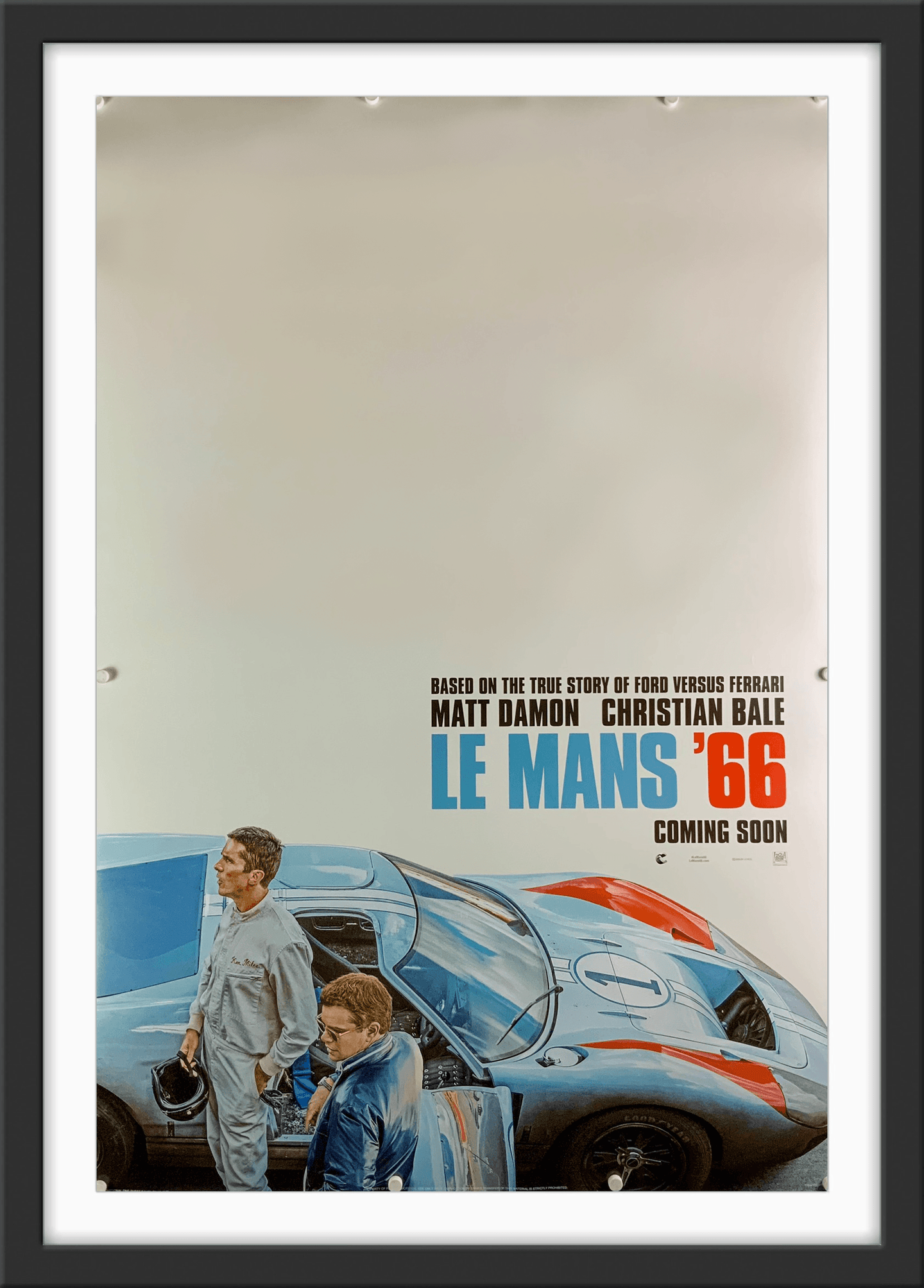 An original movie poster for the film Le Mans 66 / Ford v Ferrari