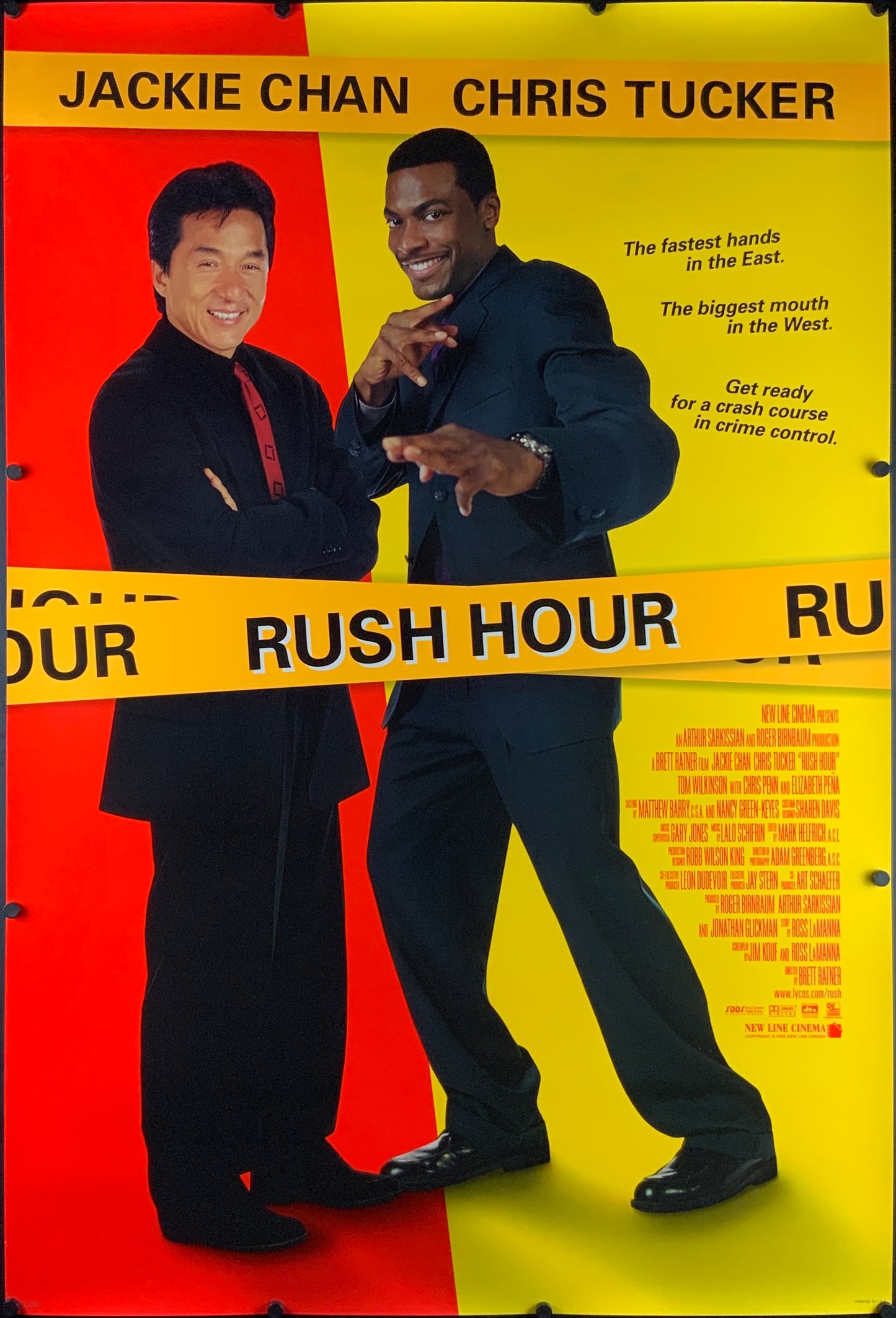 An original movie poster for the Jackie Chan film Rush Hour